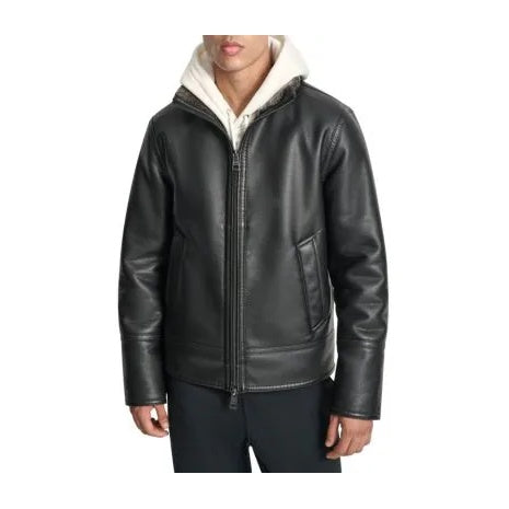 DKNY Faux Fur-Lined Faux Leather Jacket