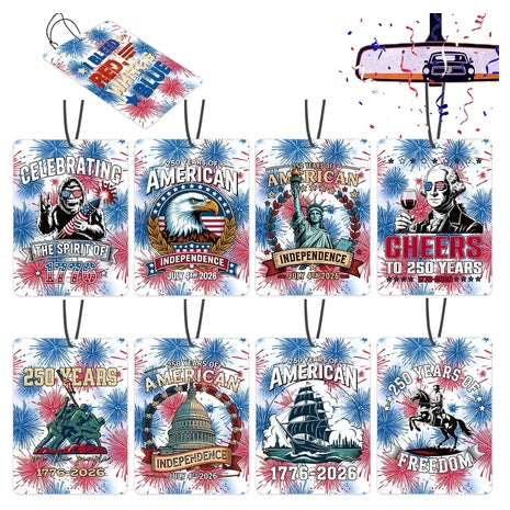 8 USA 250th Anniversary Hanging Car Air Fresheners