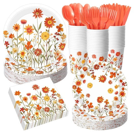 400 Piece Floral Disposable Dinnerware Set