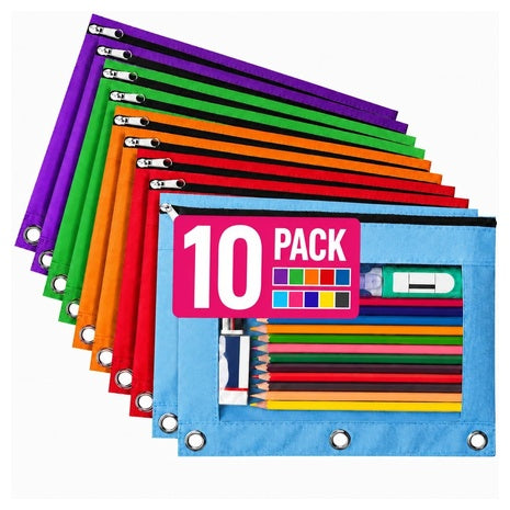10 Pencil Pouches For 3 Ring Binders
