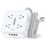 8 Outlet Surge Protector Power Strip with 5FT Braided Cord & 4 USB Ports