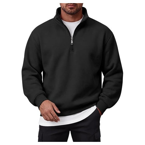 Men's Quarter Zip Pullover Fleece Mock Neck Sweatshirt