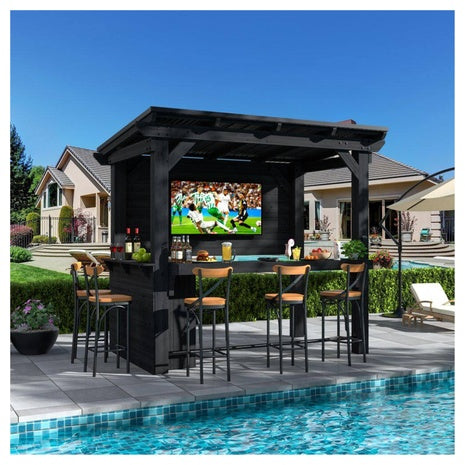 8.5Ft X 6Ft Cedar Outdoor Gazebo Pergola Bar