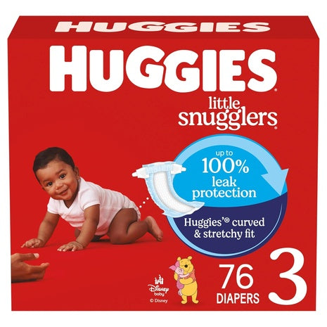 76 Size 3 Huggies Little Snugglers Baby Diapers