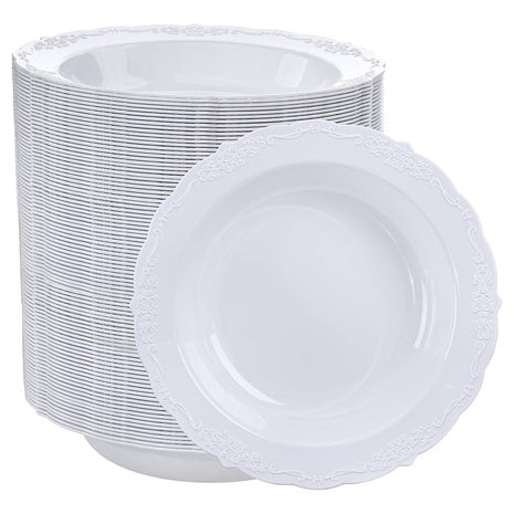 100 White Rim Heavy Duty Soup Bowls