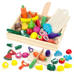 Kids Wooden Cutting Play Food Set