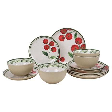 12-Piece Bamboo Melamine Dinnerware Set