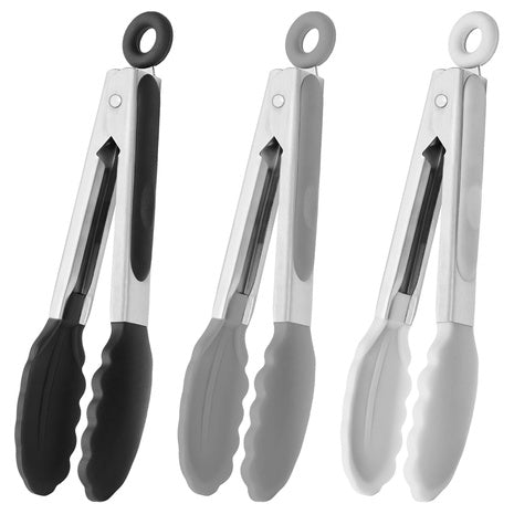Set Of 3 Heat-Resistant Silicone Serving Tongs