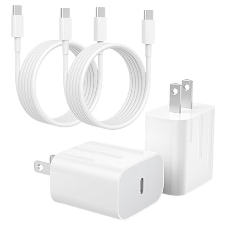 2-Pack 20W USB-C Fast Chargers with Cables