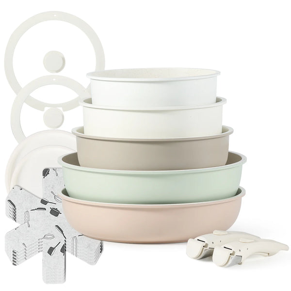 15 Piece Carote Pots and Pans Set With Detachable Handles