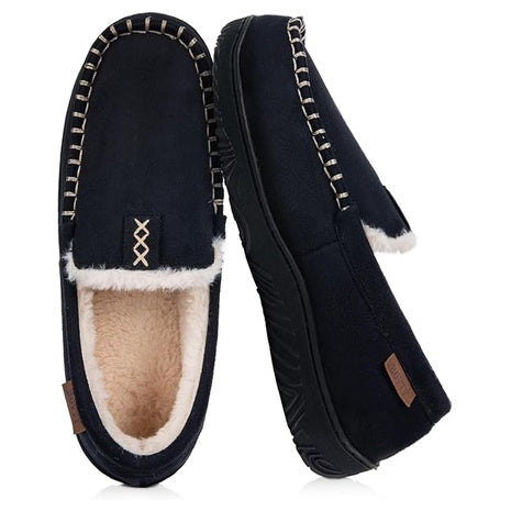 Men’s Memory Foam Plush Moccasin Slippers