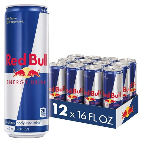 12 Cans Of Red Bull Original Or Sugar Free (16 oz)