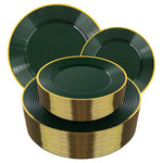 100 Green & Gold Disposable Plates