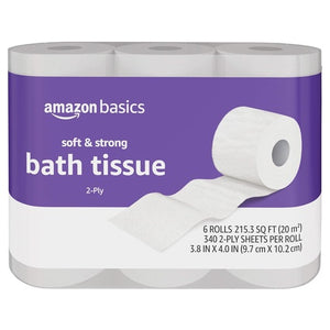 6 Ultra Rolls = 24 Regular Rolls Amazon Basics Soft and Strong 2-Ply Toilet Paper