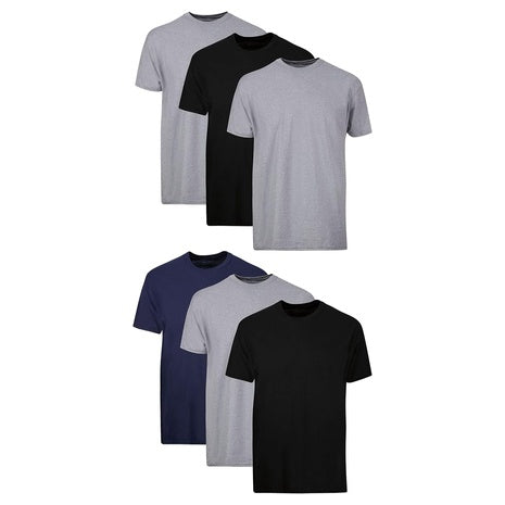 6-Pack Hanes Men's Cotton Moisture Wicking Crew Tee Undershirts