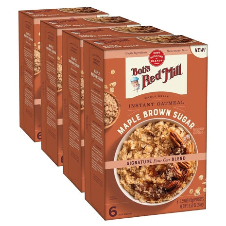 4 Boxes Of Bob’s Red Mill Maple Brown Sugar Whole Grain Instant Oatmeal