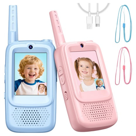 2-Pack Rechargeable Walkie Talkies With Screen And 4 Voice Changer