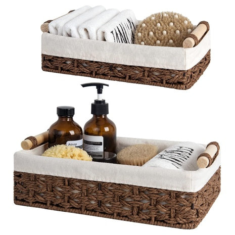 2 Brown Rope Storage Baskets