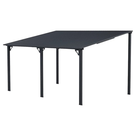 Wall-Mounted Galvanized Steel Patio Pergola W/ Sloping Roof
