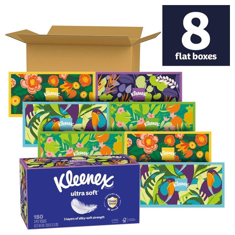 8 Boxes of Kleenex Ultra Soft Facial Tissues