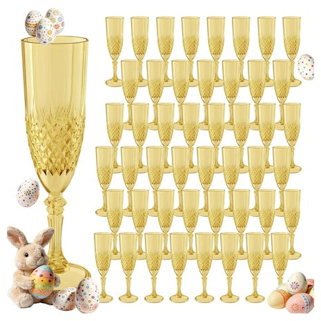 48 Plastic Champagne Flutes Wine Glasses