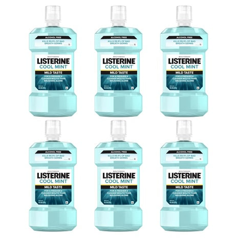 6-Pack Listerine Cool Mint Alcohol-Free Mouthwash (16.91oz)