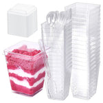 60-Pack Clear Plastic Dessert Cups with Lids & Spoons