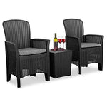 3-Piece Rattan Wicker Chairs Furniture Set w/ Table