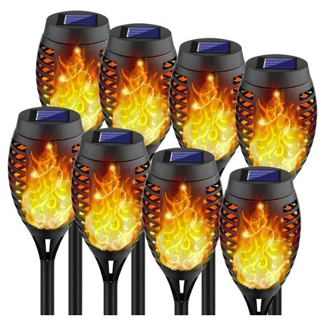 8-Pack Solar Torch Light With Flickering Flame, Auto On/Off
