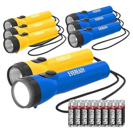 8-Pack Eveready LED Flashlight With 16 AA Batteries (Batteries Included)