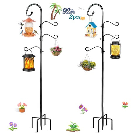 Teblint 92" 4-Hook Bird Feeder Poles With Base