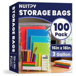 100-Pack 16" X 18" 3-Gallon Zipper Storage Bags With 4 Mil Thickness