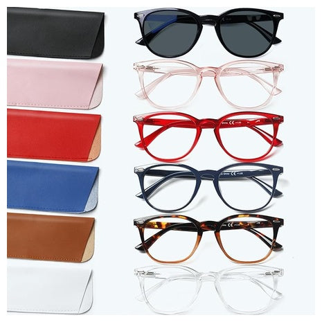 6-Pack Unisex Blue Light Blocking Reading Glasses With Leather Case