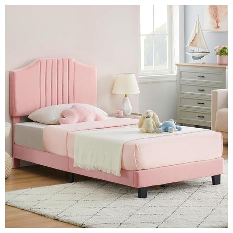 Twin Bed Frame Upholstered Platform w/ Headboard