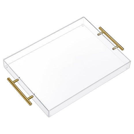 12x16 Clear Acrylic Serving Tray with Gold Handles