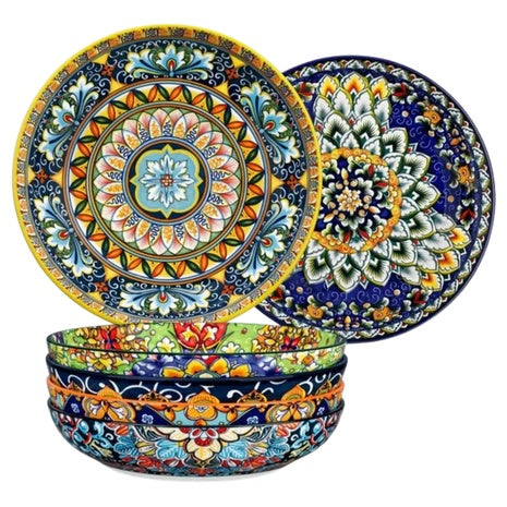 Set Of 6 Malacasa 42 oz Ceramic Large Corlorful Serving Bowls