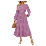 Women's Swiss Dot Long Sleeve Maxi Dress