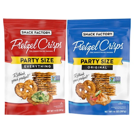 2 Party Size Bags of Snack Factory Pretzel Crisps (2 Flavors)