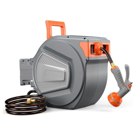 1/2" X 100 Ft Retractable Garden Hose Reel With 9-Pattern Nozzle