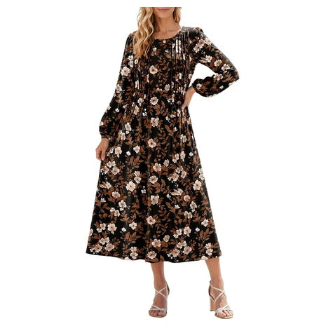 Zeagoo Women's Long Sleeve Pleated Floral Dress (Various)