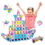 156 Piece Magnetic Tiles with 2 Cars