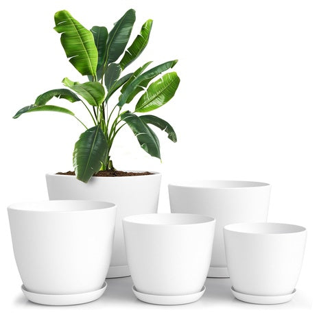 5-Pack Utopia Home Plastic Plant Pots With Drainage