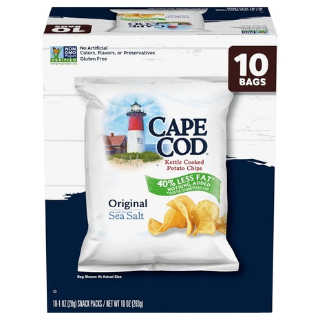 10 Bags Cape Cod Less Fat Kettle Potato Chips