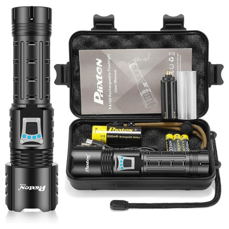 Rechargeable 10000-LMs Long Range Zoomable Flashlight