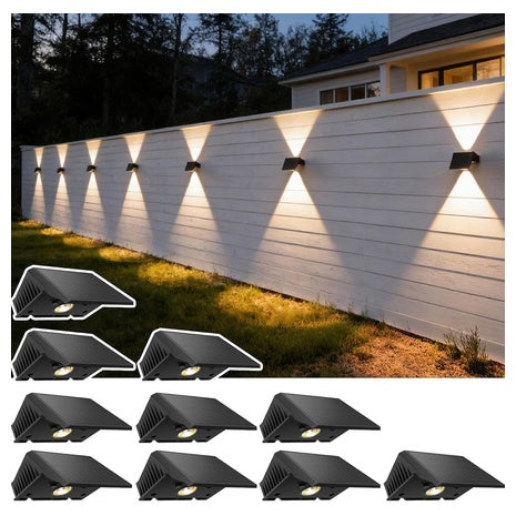 10-Pack LED Warm White Up And Down Solar Fence Lights