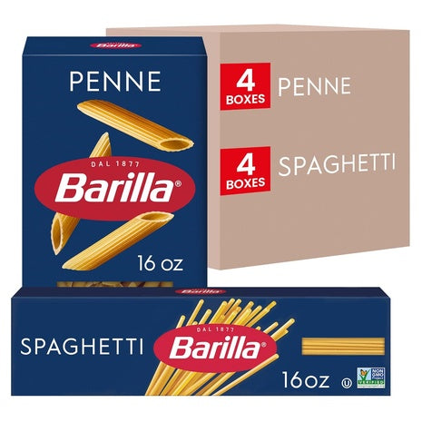8 Boxes Barilla Penne & Spaghetti Pasta (16oz)