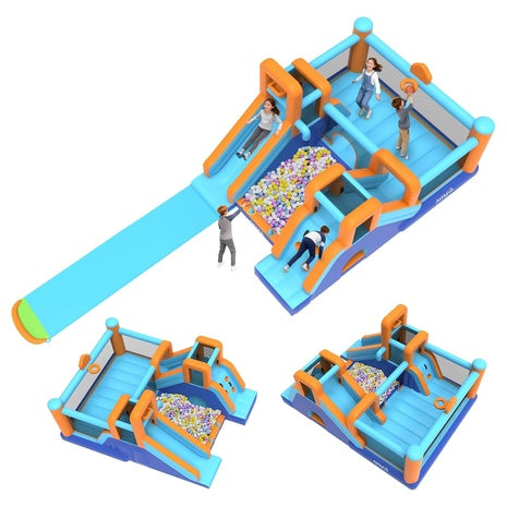 9-in-1 Double Slide Bounce House with Blower
