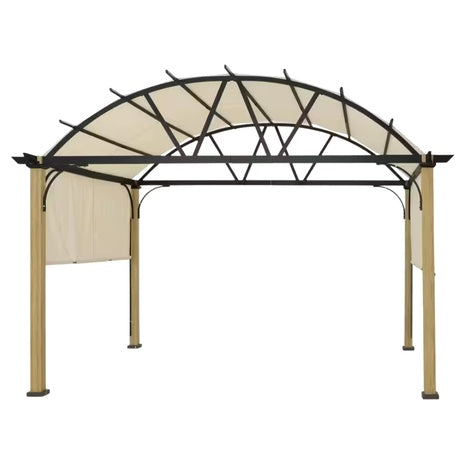 10Ft X 13Ft Wood Grain Aluminum Outdoor Pergola