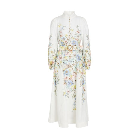 Belted Floral Midi Dress