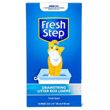 15-Count Fresh Step 2.5' X 17'' Drawstring Cat Litter Box Liners (Fresh Scent)